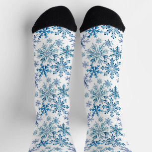 Waterverf Sneeuwvlokken Patroon Sokken