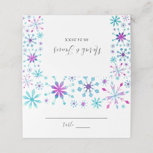 Waterverf Sneeuwvlokken Winterbruiloft (Buitenkant ongevouwen)