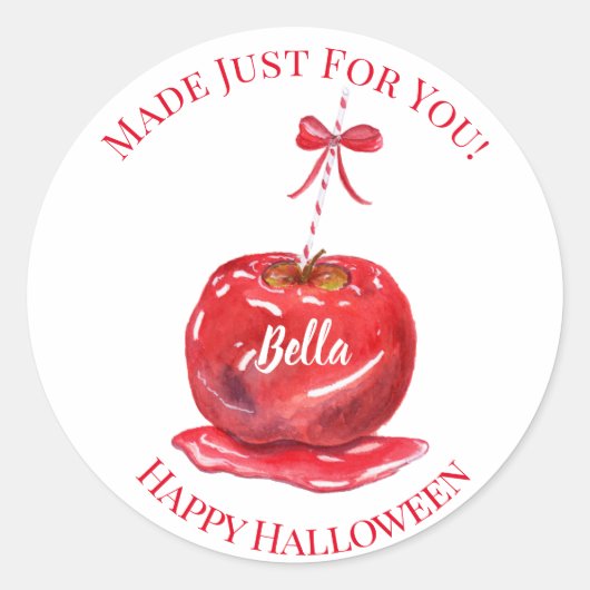 Waterverf Snoep Apple Happy Halloween Ronde Sticker (Voorkant)