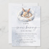 Waterverf Snow Bunny Baby shower Kaart (Voorkant)