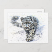 Waterverf Snow Leopard Briefkaart (Voorkant / Achterkant)