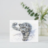 Waterverf Snow Leopard Briefkaart (Staand voorkant)