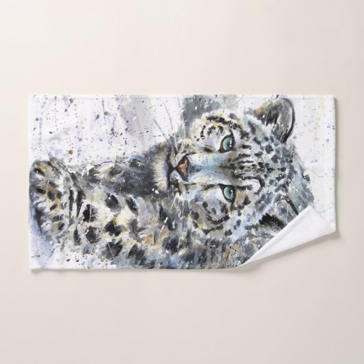 Waterverf Snow Leopard Handdoek (Handdoek)