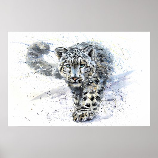 Waterverf Snow Leopard Poster (Voorkant)
