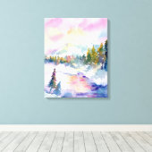 Waterverf Snow Mountain Print (Insitu (Houten vloer))