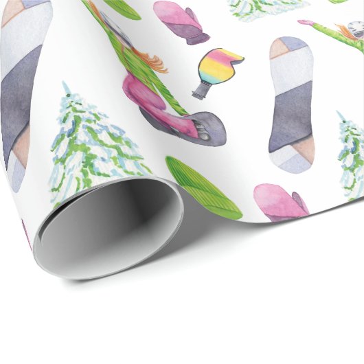 Waterverf snowboarden cadeaupapier (Rol Hoek)