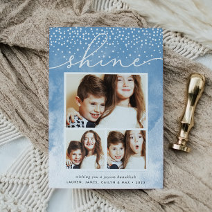 Waterverf Snowfall   Hanukkah Photo Collage Kaart