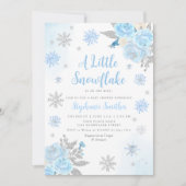 Waterverf Snowflake Winter Boy Baby shower Kaart (Voorkant)