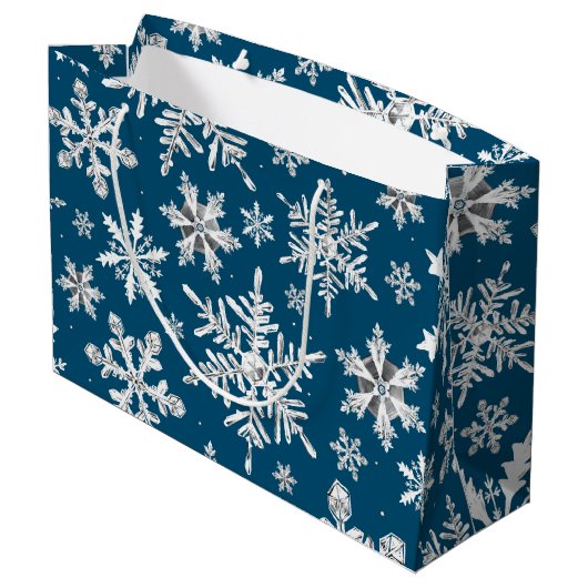 Waterverf Snowflake Wrapping Large Gift Bag Groot Cadeauzakje (Achterkant Gekanteld)