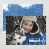 Waterverf Snowflakes Hanukkah Holiday Fotokaart Feestdagenkaart (Voorkant / Achterkant)