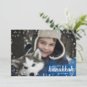 Waterverf Snowflakes Hanukkah Holiday Fotokaart Feestdagenkaart (Staand voorkant)