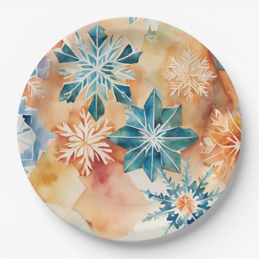 Waterverf Snowflakes Kerst Papier Bord (Voorkant)