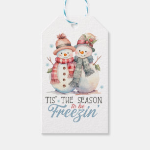 Waterverf Snowman Cadeaulabel