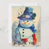 Waterverf Snowman Flat Hartelijk dank Bedankkaart (Voorkant)