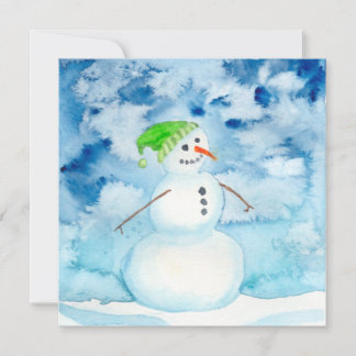 Waterverf Snowman Holiday Kaart Notitiekaartje