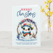 Waterverf Snowman Kaart (Gele Bloem)