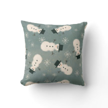 Waterverf Snowman Pillow