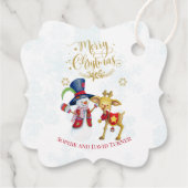 Waterverf Snowman Rudolph Merry Kerstscript Bedankjes Labels (Achterkant)