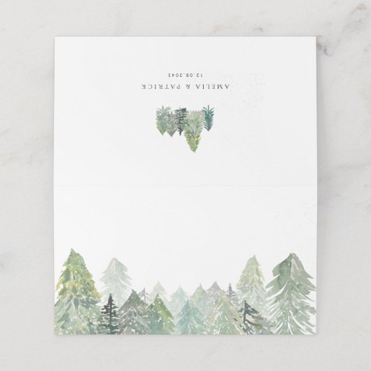 Waterverf Snowy Evergreen Forest Landschap Winter (Buitenkant ongevouwen)