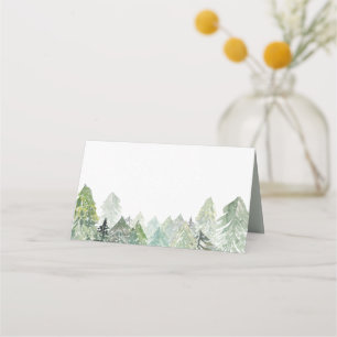 Waterverf Snowy Evergreen Forest Landschap Winter