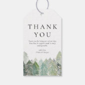 Waterverf Snowy Evergreen Forest Wedding Cadeaulabel (Achterkant)