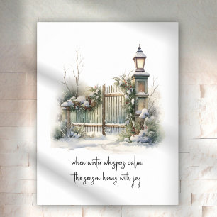 Waterverf Snowy Nordic Winter Scene Vakantie Poster