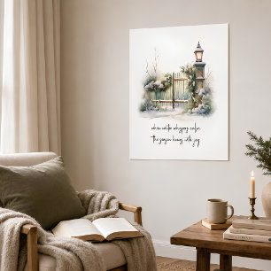 Waterverf Snowy Nordic Winter Scene Vakantie Poster