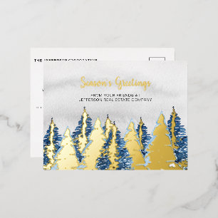 Waterverf Snowy Pine Trees Forest Winter Business Folie Feestdagen Briefkaart