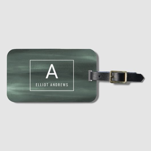 Waterverf Snowy Pines | Monogram Bagagelabel (Voorkant (horizontaal))