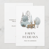 Waterverf Snowy Winter Scene Forest Deer Feestdagenkaart (Voorkant / Achterkant)