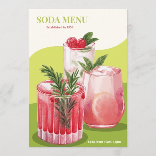 Waterverf Soda Drink Menu (Voorkant)