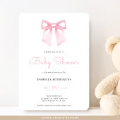 Waterverf Soft Pink Bow Baby shower Uitnodiging