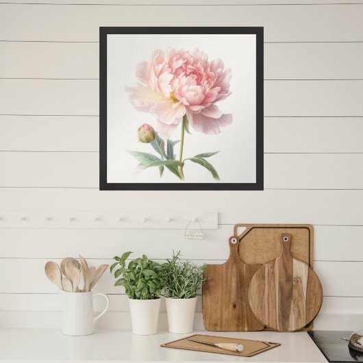Waterverf Soft Pink Peony op Bloom Square Poster