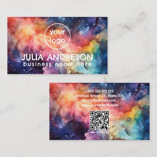 Waterverf Space Galaxy Abstract Modern Visitekaartje (Voorkant / Achterkant)