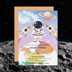Waterverf Space Little Explorer Baby shower Kaart