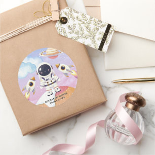 Waterverf Space Little Explorer Baby shower Ronde Sticker