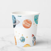 Waterverf Space Party Cups Papieren Bekers (Voorkant)