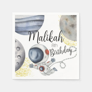 Waterverf Space verjaardagsfeestje voor jongen of  Servet