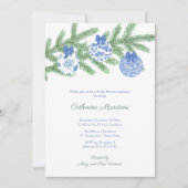 Waterverf Spar Blauw Witte Ballen Bruidsdiner Kaart (Voorkant)