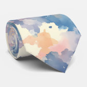 Waterverf spat roze blauw stropdas (Opgerold)