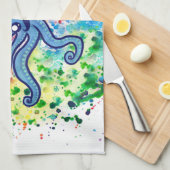 Waterverf Spatter Mustache Octopus Theedoek (Quarter Fold)