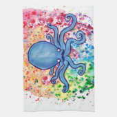 Waterverf Spatter Mustache Octopus Theedoek (Verticaal)