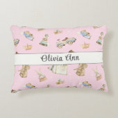 Waterverf  Speelgoed Patroon Roze Accent Kussen (Voorkant)