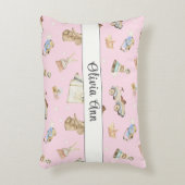 Waterverf  Speelgoed Patroon Roze Accent Kussen (Voorkant(Verticaal))