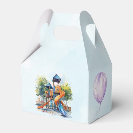 Waterverf Speeltuin Park Kind Verjaardagsfeest Bedankdoosjes (Achterkant)