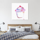 Waterverf, spetterend Cupcake die paarse roze make Canvas Afdruk (Insitu (Slaapkamer))