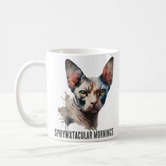 Waterverf Sphynx Kattenportret Mok (Links)