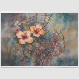 Waterverf Spiderweb Hibiscus Decoupage Papier