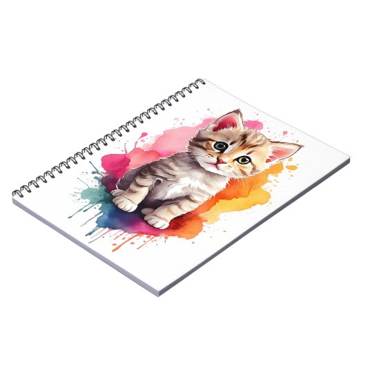 Waterverf Splash Art Kitty Kat Splatter Paint Notitieboek (Linkerzijde)