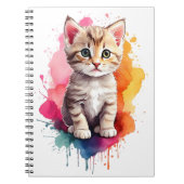 Waterverf Splash Art Kitty Kat Splatter Paint Notitieboek (Voorkant)